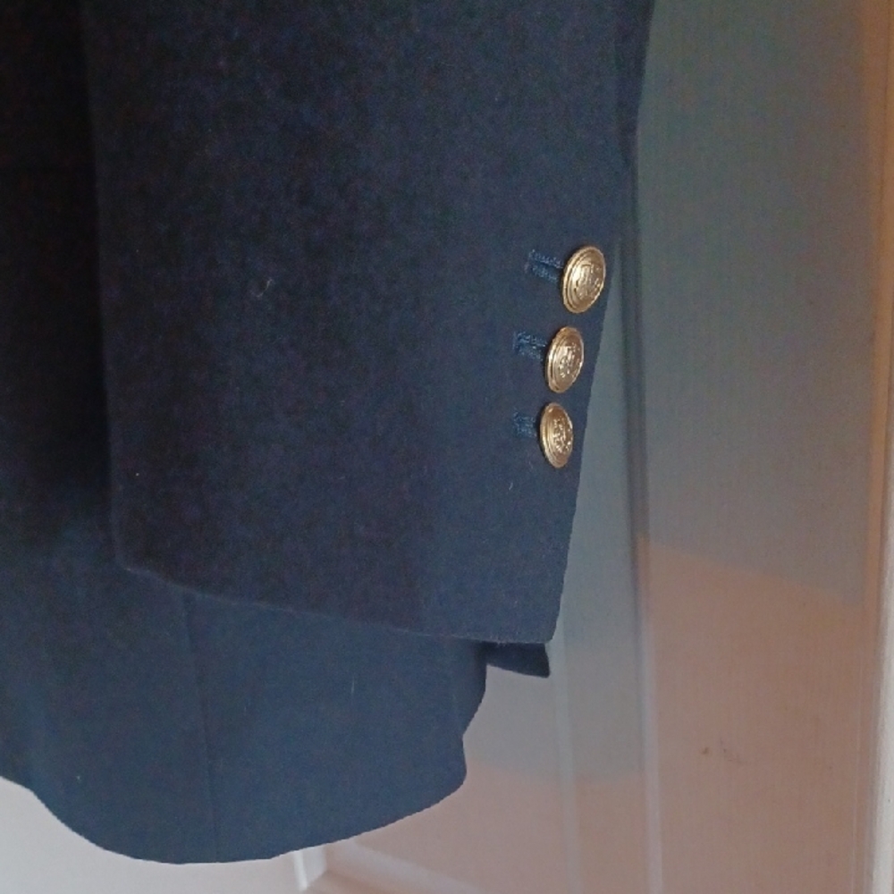 Custom Navy Double-Breasted Cashmere Blazer w/ Gold Buttons - Picture 6 of 12